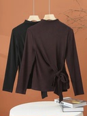 910侧边系带羊绒打底衫