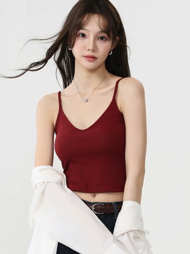 吊带背心女夏露脐带胸垫一体式美背内衣打底外穿抹胸上衣