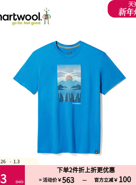 Smartwool新品男女运动短袖美利奴图案T恤吸湿羊毛印花短袖7161