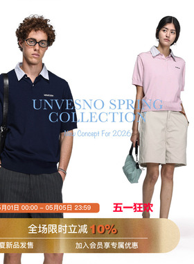 【可拆卸翻领】Unvesno(UN)知识分子高智感条纹拼接短袖针织衫