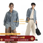 百搭衬衫 秋 Vintage做旧牛仔宽松廓形长袖 水洗做旧 Unvesno