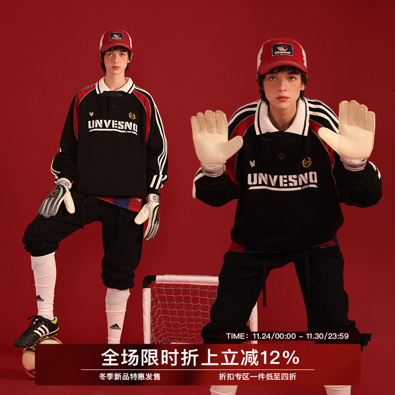 UNVESNO运动复古加绒卫衣