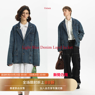 25春夏Denim主义复古猫须牛仔西装 Unvesno 外套 重工洗水