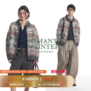 Unvesno 高克重混纺杂纱复古小马费尔岛羊毛毛衣 马年特定