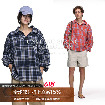 Unvesno(UN)实用主义中性风精棉宽松开领通勤百搭POLO衫