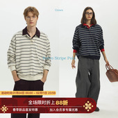 MIU系复古学院慵懒条纹刺绣章百搭休闲POLO衫 长袖 Unvesno 秋季