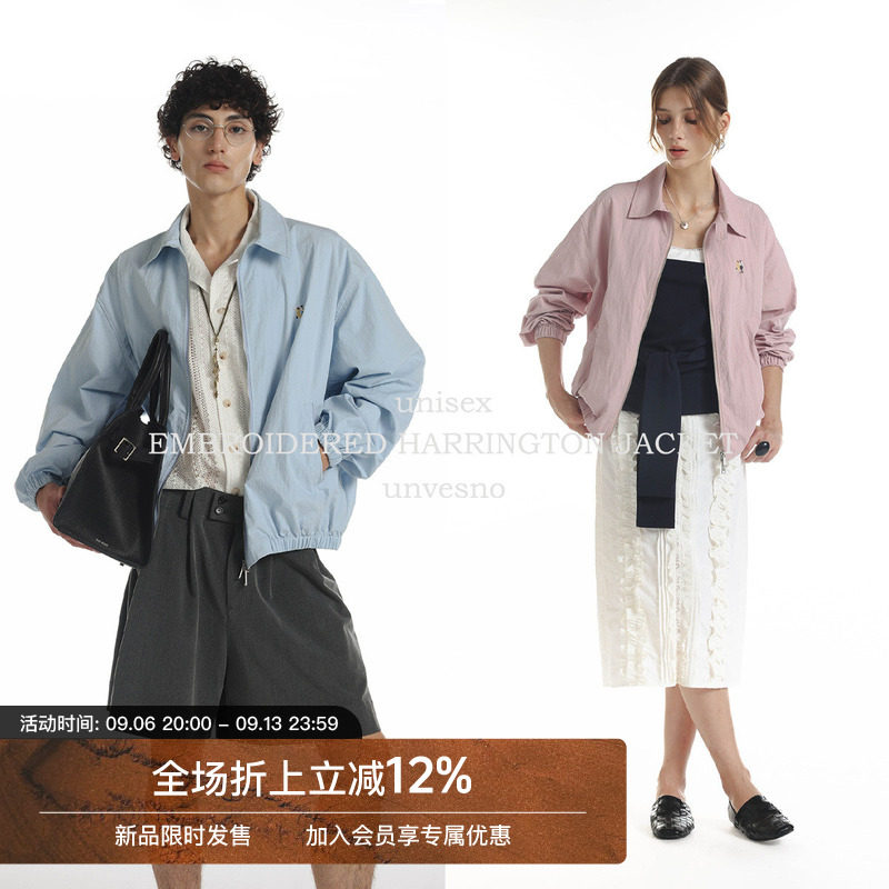 Unvesno(UN)爱乐之城lalaland双人舞刺绣哈灵顿夹克图片