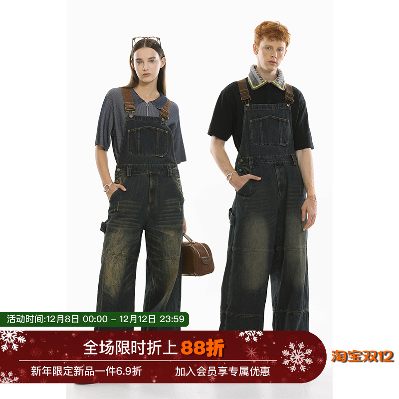 古着背带裤工装UNVESNO