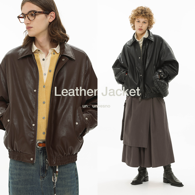 短款UNVESNO包豪斯油蜡皮廓形