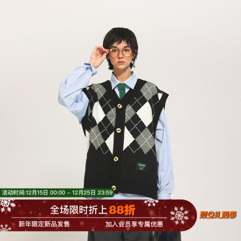 菱格UNVESNO背心秋季毛衣