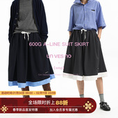 600GA摆miu风褶皱花苞中长休闲半身裙 分割撞色 Unvesno