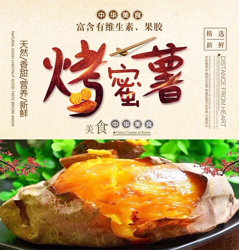 烤蜜薯海报烤红薯烤烟薯烤红薯美味展板烤地瓜烤红薯挂图装饰画