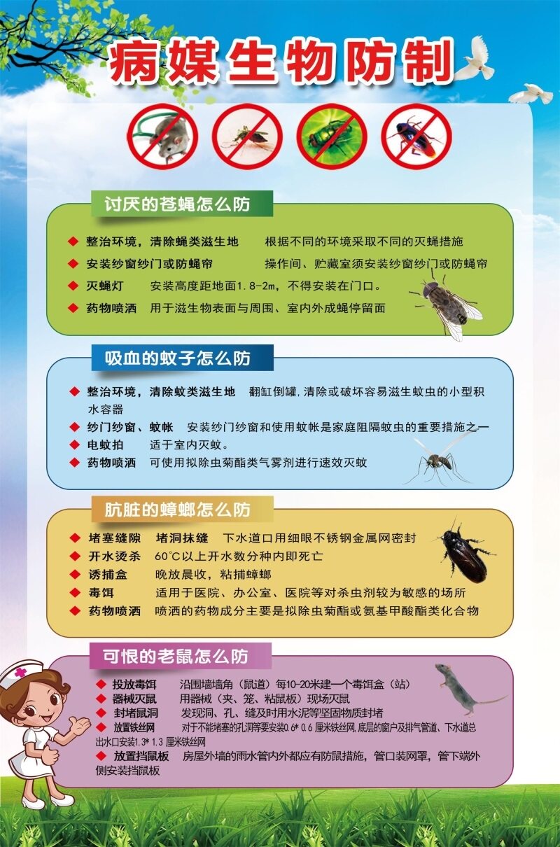 病媒生物防制海报展板病媒生物防制宣传知识墙贴墙纸装饰画kt板