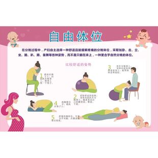 产科分娩自由体位图解宣传挂图贴纸展板写真喷绘海报印制墙贴墙纸