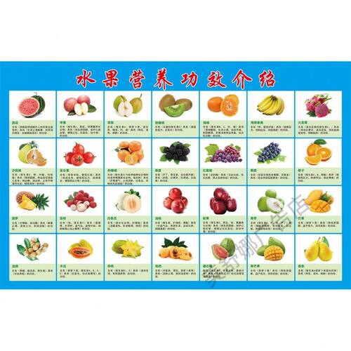 水果简介功效营养大全介绍超市广告画墙贴超市水果店海报广告贴纸