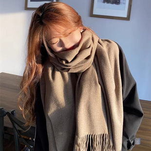 摩卡色2025新款羊绒围巾女冬季保暖百搭ins潮披肩韩版秋冬围脖男