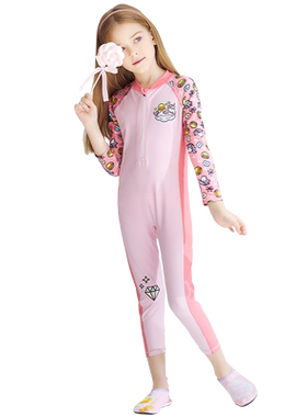 儿童防晒长袖连体泳衣女童