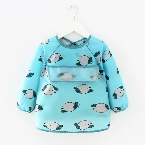 Детский водонепроницаемый нагрудник для еды, лонгслив подходит для мужчин и женщин для девочек, фартук, анти-грязь, с карманом, сзади на завязках