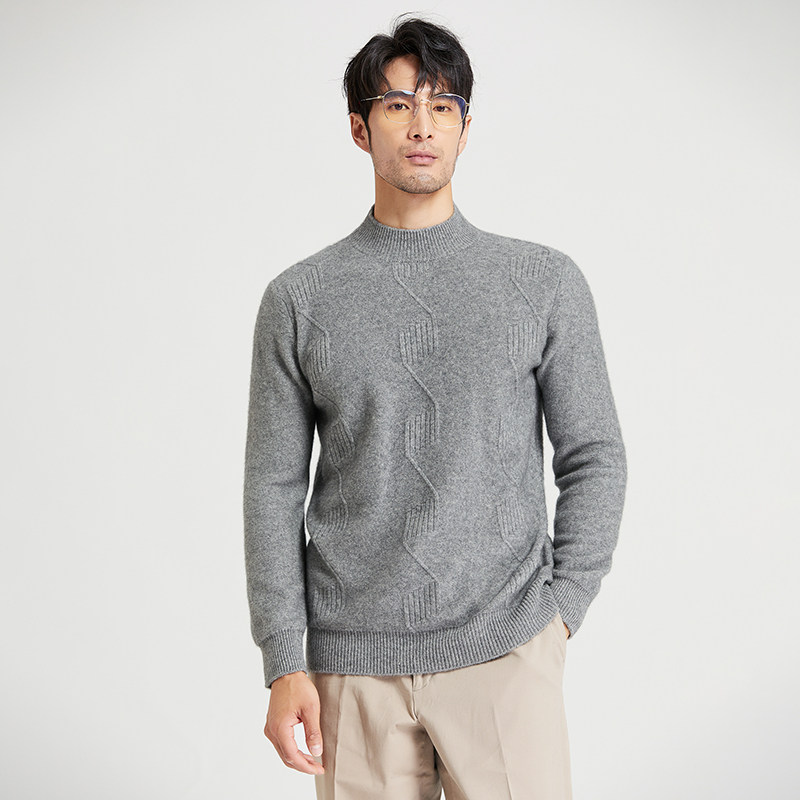 100 PURE CASHMERE FALL|WINTER 2022 SEMI-TURTLENECK CASHMERE SWEATER MENS PADDED SWEATER LOOSE AND VERSATILE BASE LAYER TREND