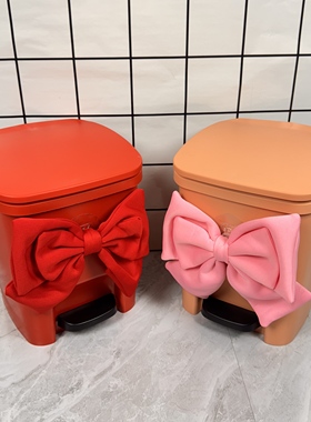 蝴蝶结垃圾桶公主房家用客厅卧室大号容量带盖高颜值创意结婚用