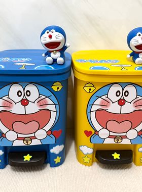 新款哆啦A梦垃圾桶卡通高颜值可爱创意家用儿童卧室大容量脚踏式