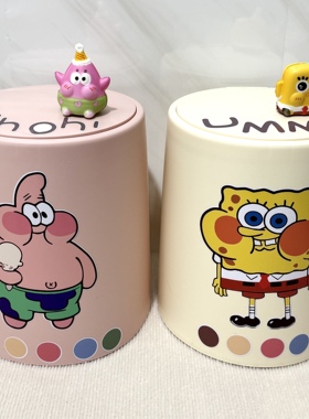 卡通海绵宝宝垃圾桶高颜值家用卧室客厅按压式带盖可爱创意大容量