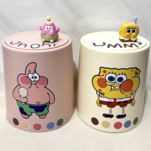 卡通海绵宝宝垃圾桶高颜值家用卧室客厅按压式带盖可爱创意大容量