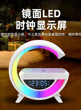 新款BT3401mini跨境蓝牙音箱多功能无线充电炫彩氛围灯小音响闹钟