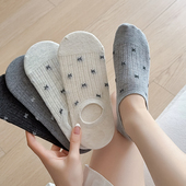 灰色蝴蝶结袜子女夏季 薄款 透气防臭船袜低帮浅口短袜不掉跟隐形袜