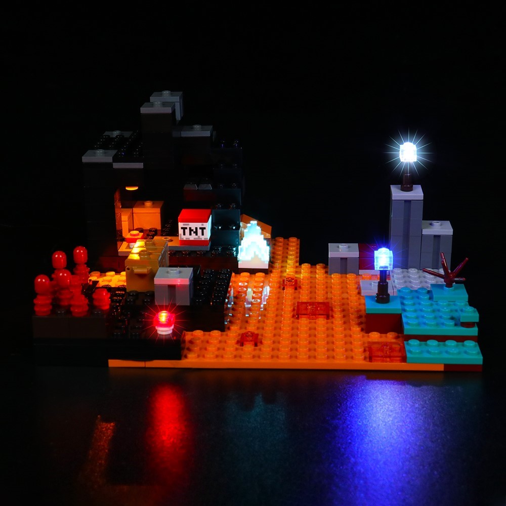灯饰 适用lego乐高21185我的世界下界地狱地下堡垒积木灯光组配件