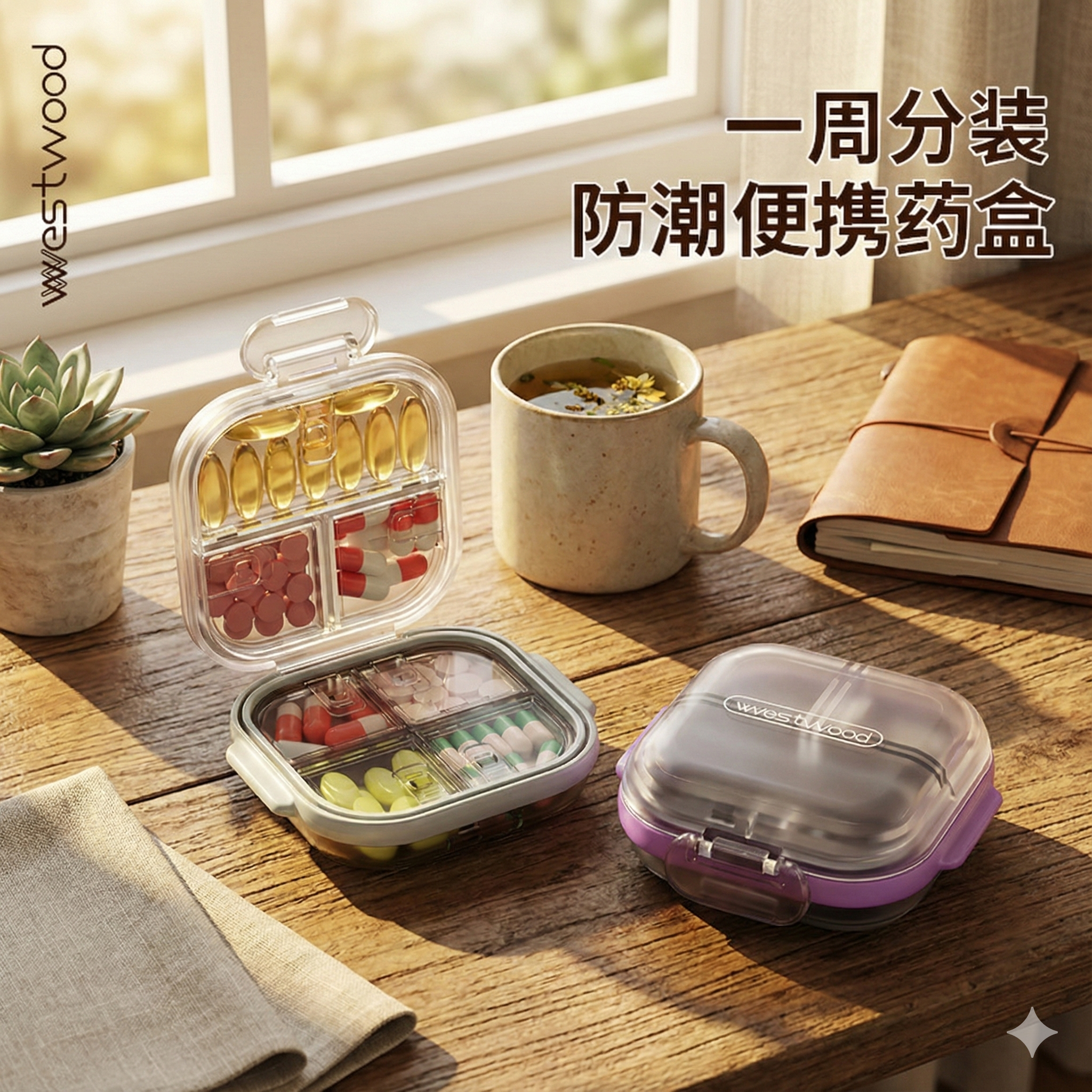 便携式药品分装盒密封迷你随身小