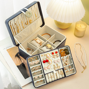 高档首饰收纳盒项炼耳针耳环耳饰高级精致手镯饰品黄金珠宝2023款