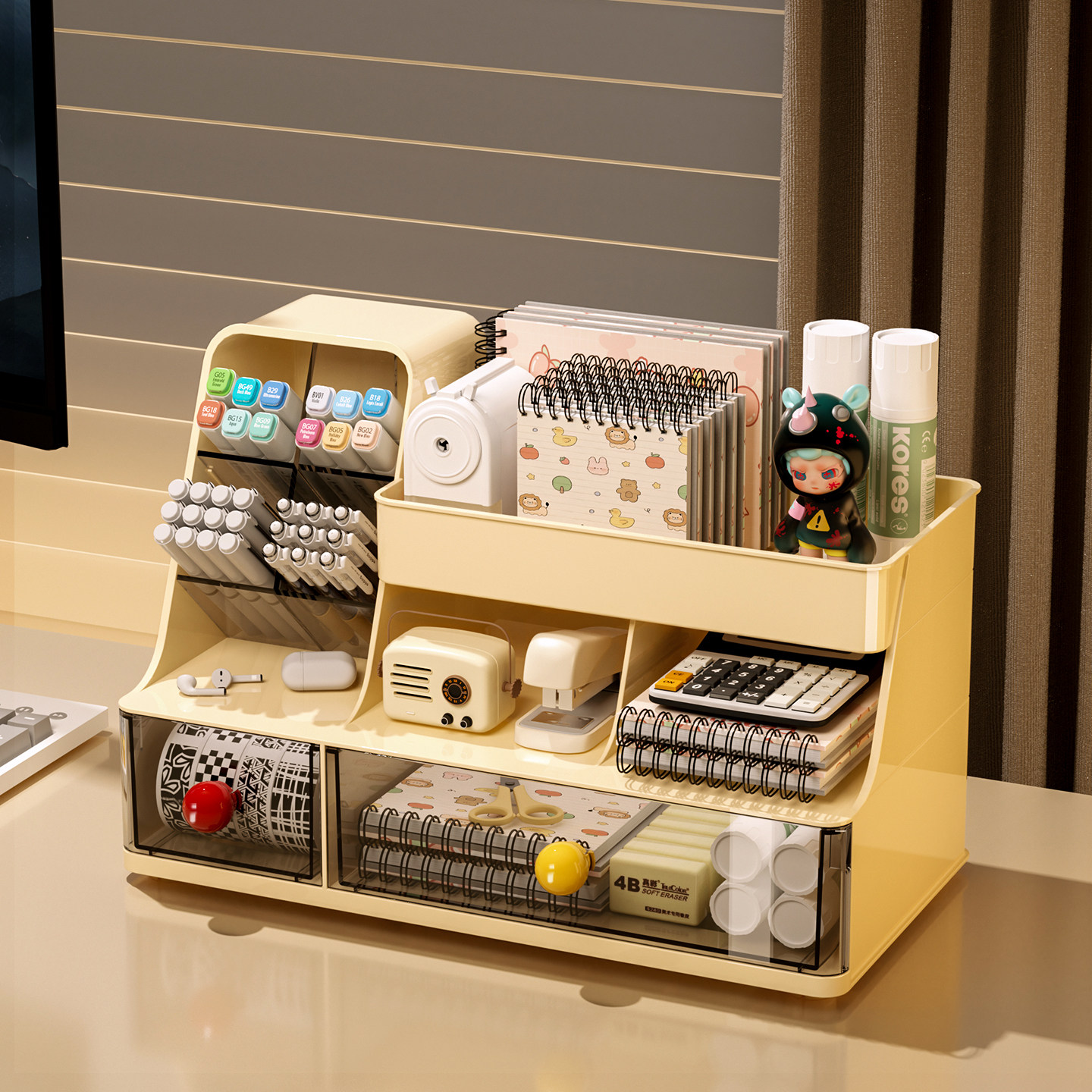 抽屉式桌面收纳盒多功能笔筒