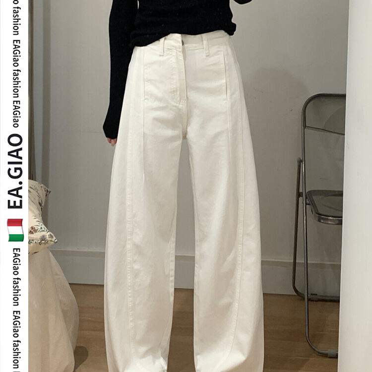 大码弯刀阔腿牛仔裤女2025年新款