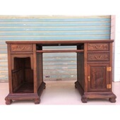 老挝大红酸枝交趾黄檀两件套电脑桌办公桌写字桌圈椅红木家具