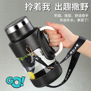 顿桶吨玻璃水杯男夏季 超大容量耐热隔热便携大号2000泡茶杯子1000