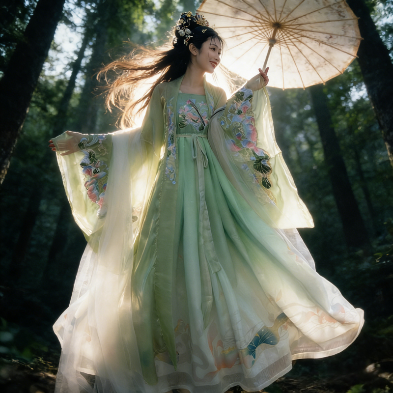 原创唐制汉服女款夏季古装广袖流仙诃子裙超仙中国风元素日常齐胸