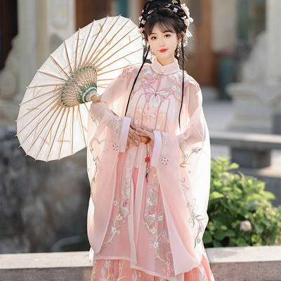 明制汉服女夏季新款古装粉色