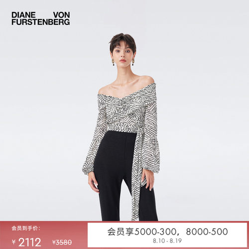 [重工植绒网纱]DVF2026春夏露肩度假风波点灯笼袖上衣BL4T002