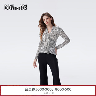 象牙白波纹圆点长袖 DVF2026早春新款 上衣BL4T007 重工植绒网纱