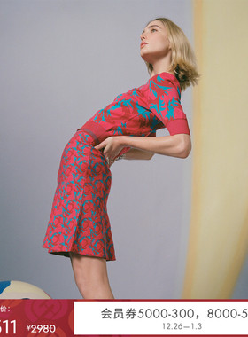 DVF A字裙短款提花针织半身裙KN4R002