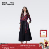 DVF2026早春新款 霓虹波点与黑色拼接长款 裹身裙DW4T011