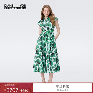 博主同款 衬衫 DVF2025秋季 度假夏日绿莓果花短袖 裙DS2T013 新款