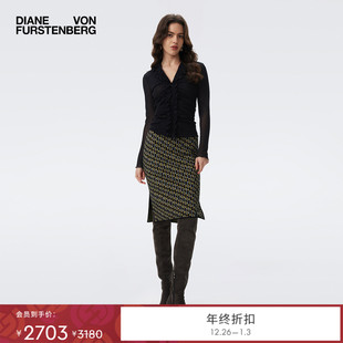 环扣锁链编织提花铅笔裙KN3T002 DVF2025秋冬新款 提花工艺