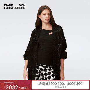 针织开衫 卢勒克斯金属纱线长款 DVF2025新款 外套WC4S005 提花工艺