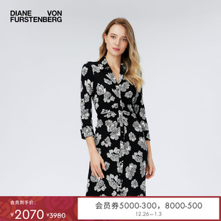 DVF黑白印花衬衫 短裙连衣裙DL4R060 裙长袖