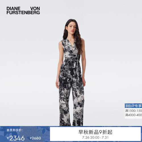 [摩登针织]DVF2026早秋新款黑白北非绿洲无袖围裹式上衣BS2U008