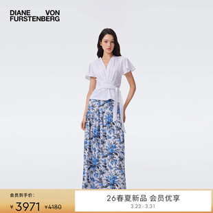 双面印花长裙高腰散摆半身裙KL1U001 DVF2026春夏新款 双面穿