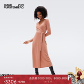 DVF羊毛羊绒裹身裙V领子中长款 绵羊毛 纯色针织连衣裙MR43E00