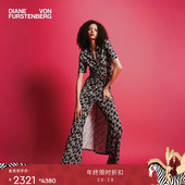 DVF2025秋冬新款 连衣裙DS2T030 式 黑灰摩登几何图案V领短袖 衬衫